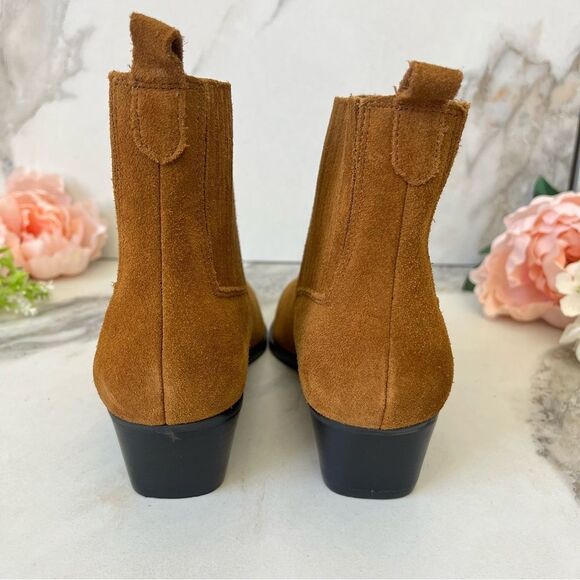 MARC FISHER Yarita Pointed Toe Bootie In Cognac Leather Size 6 NEW - Picture 11 of 14